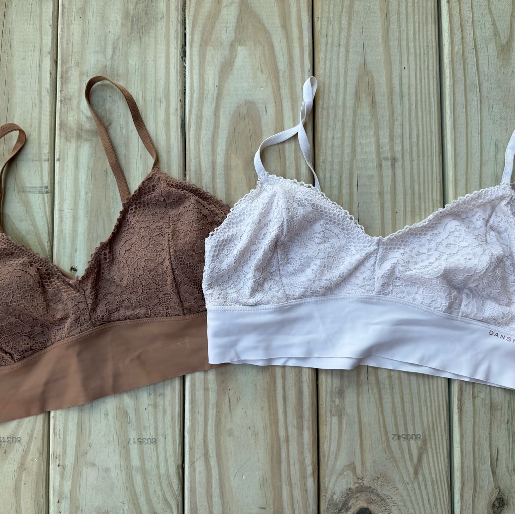 Danskin Brown And White Lace Bralette Set And Maurice’s Sports Bra